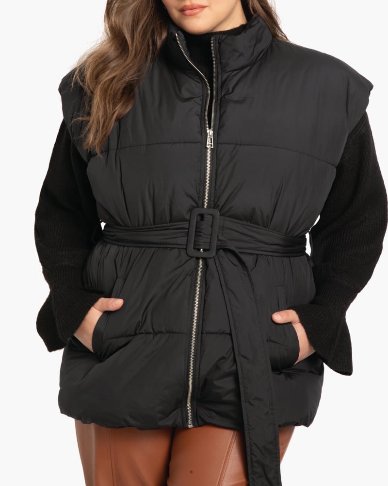 Front of plus size Victoria Belted Puffer Vest by Eloquii | Dia&Co | dia_product_style_image_id:174905